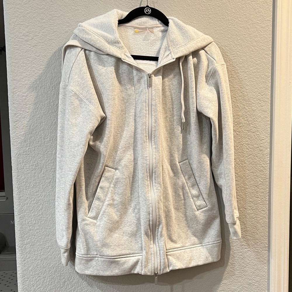 Zella Amazing Long Full Zip Hoodie - Ivory Dove Heather